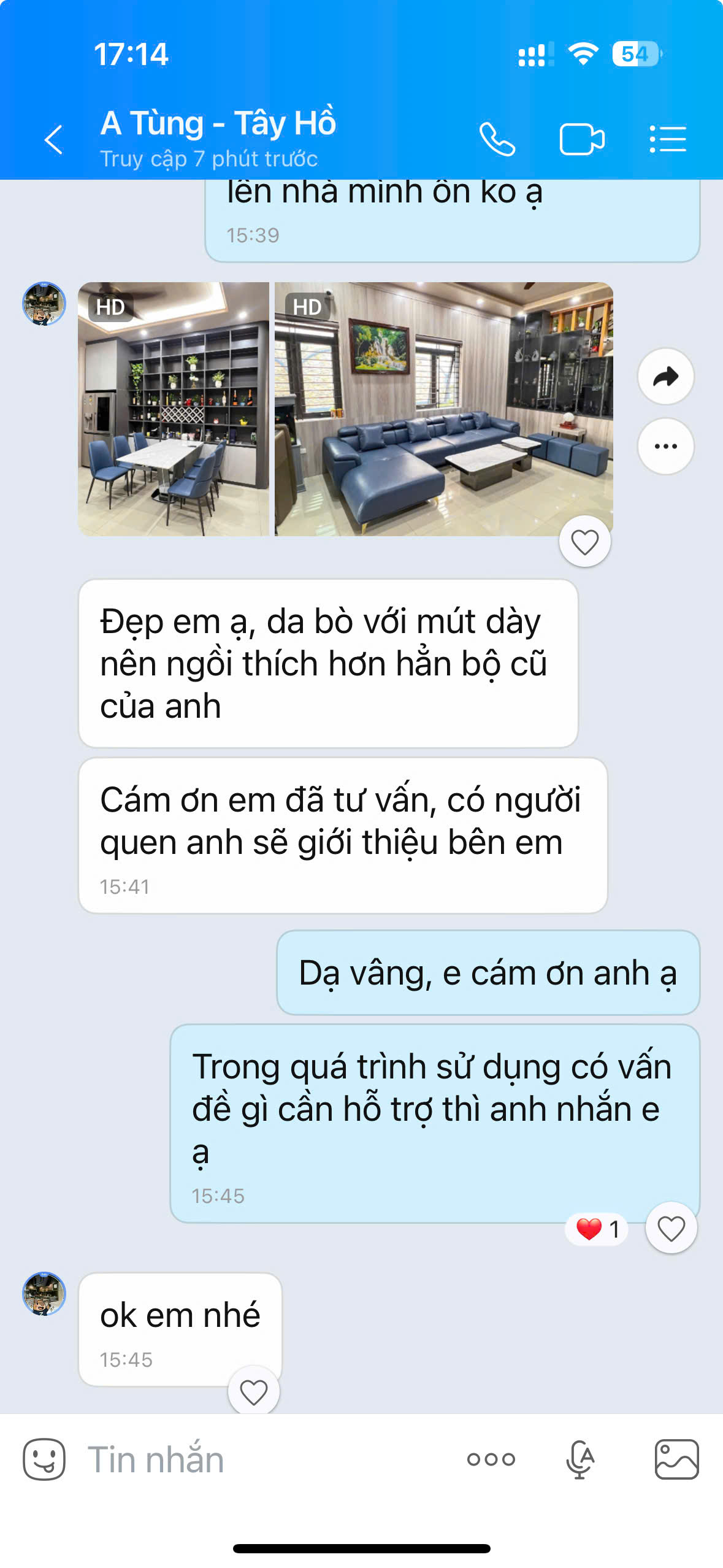 Phản hồi khách hàng qua Zalo