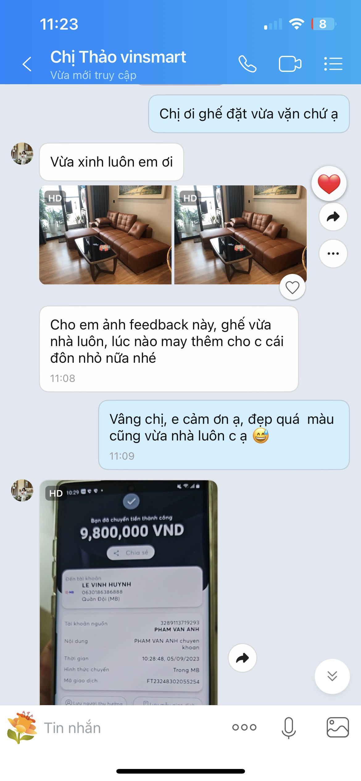 Phản hồi khách hàng qua Zalo