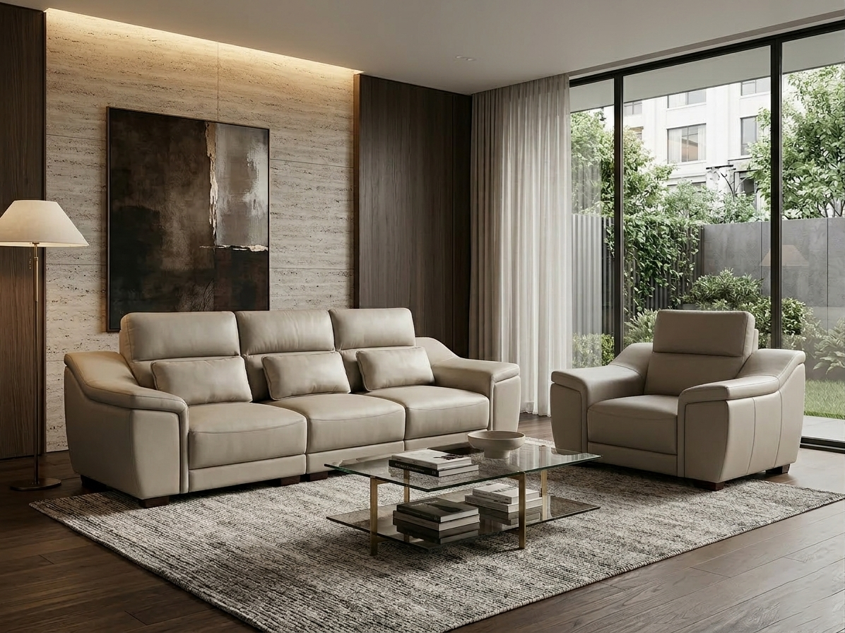 Dự án sofa sáng màu trong phòng khách tinh tế