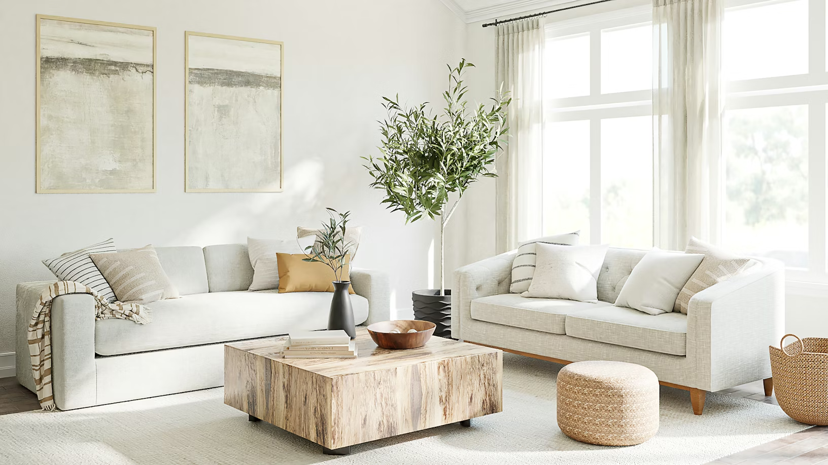 Bộ sofa Alba trong không gian phòng khách sáng màu