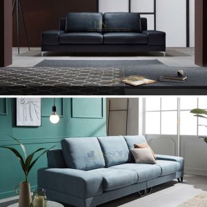 Sofa văng bọc nỉ HNSN06 thiết kế gọn gàng với màu xanh dịu nhẹ 3 10 Mau ghe sofa HNSN06