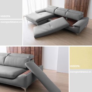 Mẫu sofa góc giả da Indonesia xám nhạt thanh lịch HNS13 7 11 Mau sofa hien dai HNS13