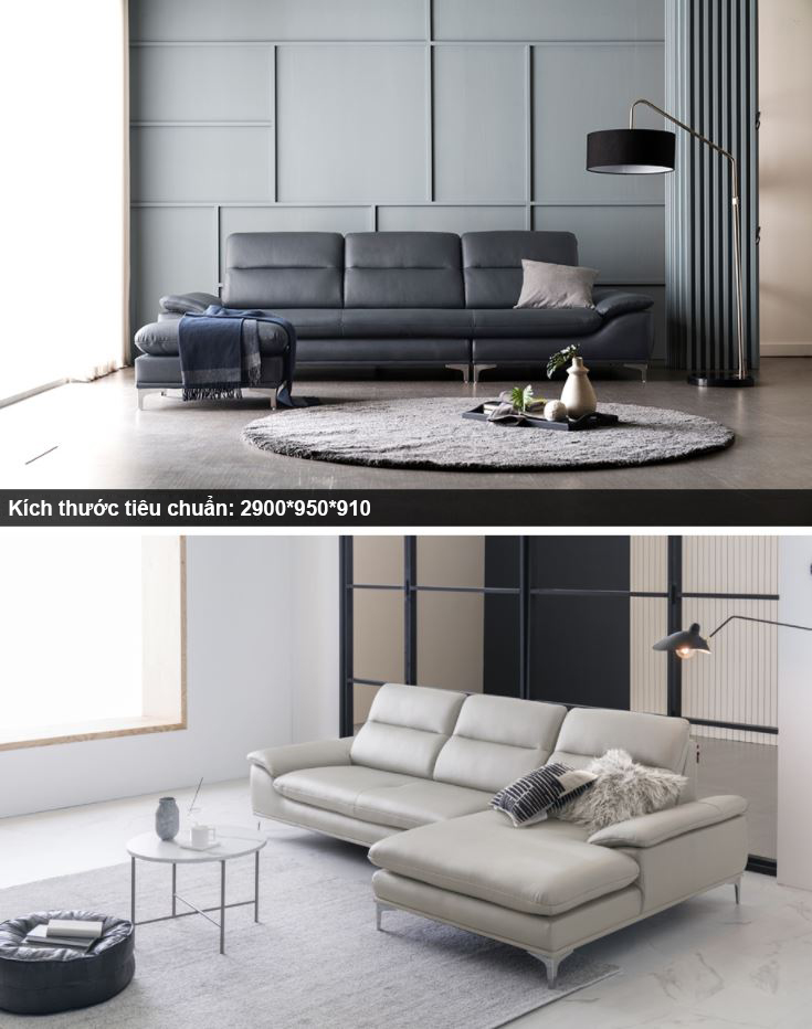 Mẫu sofa da hiện đại HNS10 với 2 lựa chọn về kiểu dáng