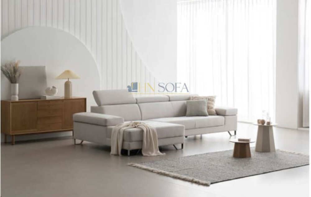 Bàn ghế sofa nỉ cho phòng khách chữ L