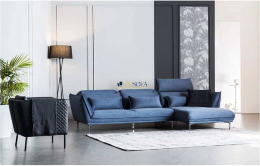 bàn ghế sofa nỉ chữ L đẹp tại HNsofa mẫu 2