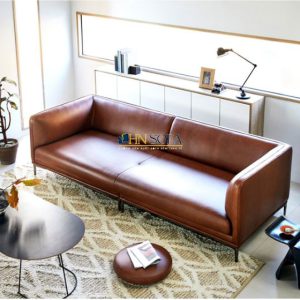 Mẫu sofa văng giả da Hàn Quốc màu nâu bò HNS49 2 3 Mau sofa hien dai HNS49