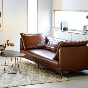 Mẫu sofa văng giả da Hàn Quốc màu nâu bò HNS49 3 4 Mau sofa hien dai HNS49 1
