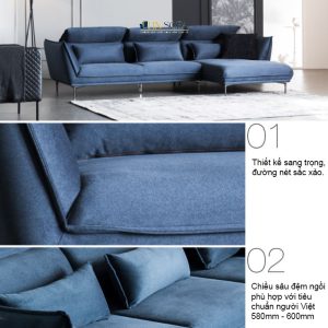 Mẫu sofa góc bọc nỉ cao cấp HNSN12 4 5 Mau ghe sofa HNSN12