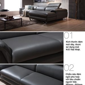 Sofa góc chữ L bọc da Ý HNS28 3 5 Mau sofa hien dai HNS28
