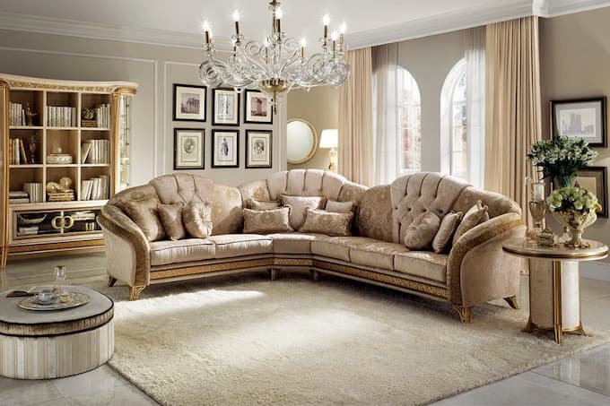 Bộ sofa góc tân cổ điển với vẻ đẹp hài hòa với thời gian