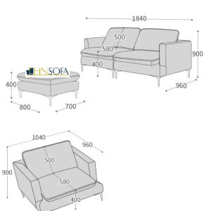 Mẫu sofa bộ da Microfiber HNS30 4 dai 184m da Microfiber 11tr960