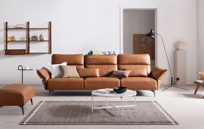 Mẫu sofa góc giả da Indonesia xám nhạt thanh lịch