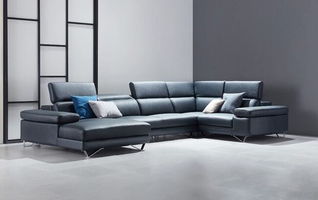 Mẫu sofa góc bọc da Ý nhập khẩu 