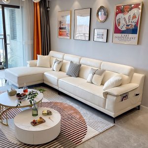 Sofa góc L bọc da bò nhập khẩu Ý HNS225 2 sofa da bo hns225 2