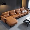 Sofa góc L HNS187, bọc da bò Ý nhập khẩu 3 sofa goc l hns187