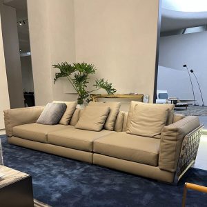 Sofa văng bọc da bò nhập khẩu HNS227 1 sofa da bo hns227