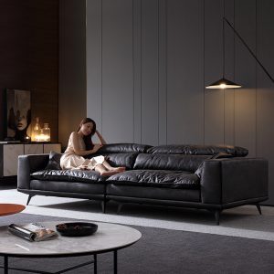 Sofa văng bọc tiếp xúc da bò nhập khẩu Ý HNS228 1 sofa da bo hns228