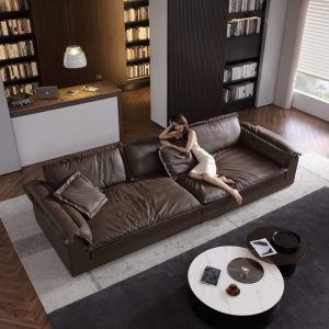 Sofa văng bọc da bò nhập khẩu Ý HNS236 1 sofa da bo hns236