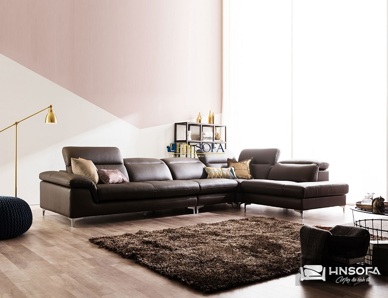 Sofa góc L giả da Microfiber có kích thước lớn, phù hợp cho phòng khách rộng
