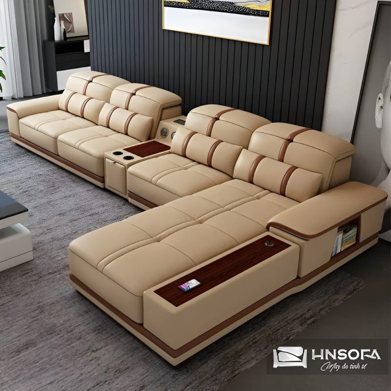 Tìm hiểu ưu nhược điểm và ứng dụng của da PU 15 Sofa góc L da PU hiện đại HNS197