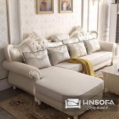 Sofa tân cổ điển góc L bọc da Nhật sang trọng 