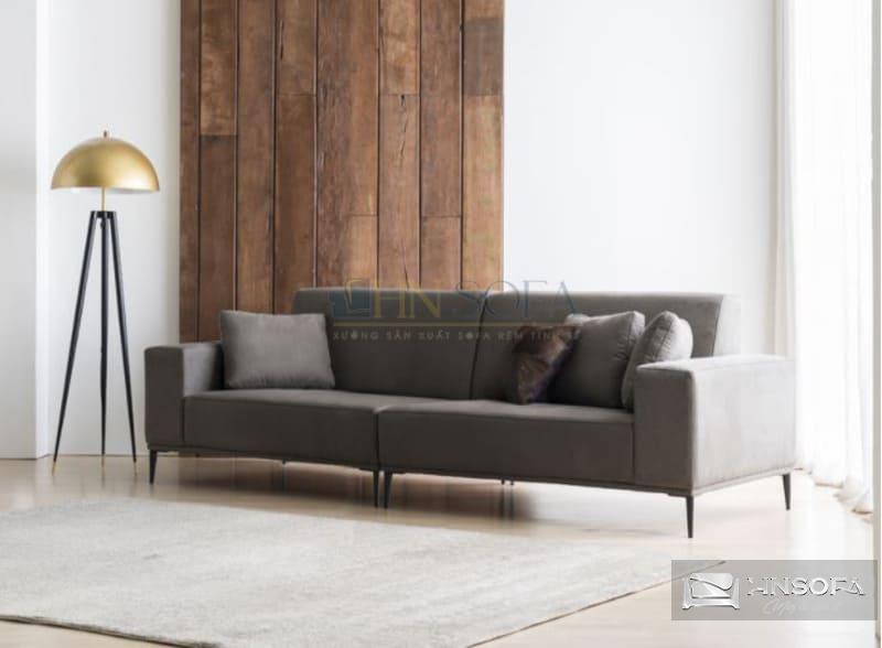 Mẫu sofa văng 2 chỗ bọc nỉ màu nâu cá tính