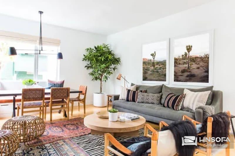 Trang trí kết hợp với thảm để tạo điểm nhấn