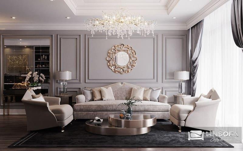 Trang trí phòng khách với gương treo tường