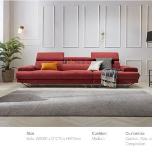 Alternative view of Ghế sofa văng bọc nỉ màu đỏ siêu nổi bật HNSN11