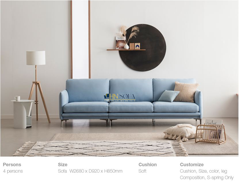 Sofa băng 3 chỗ bọc nỉ Hàn Quốc cao cấp HNSN13 - Ảnh 2