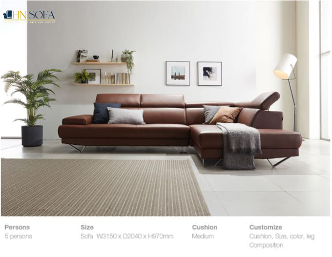Mẫu sofa góc L da Anh Quốc HNS24 - Ảnh 2