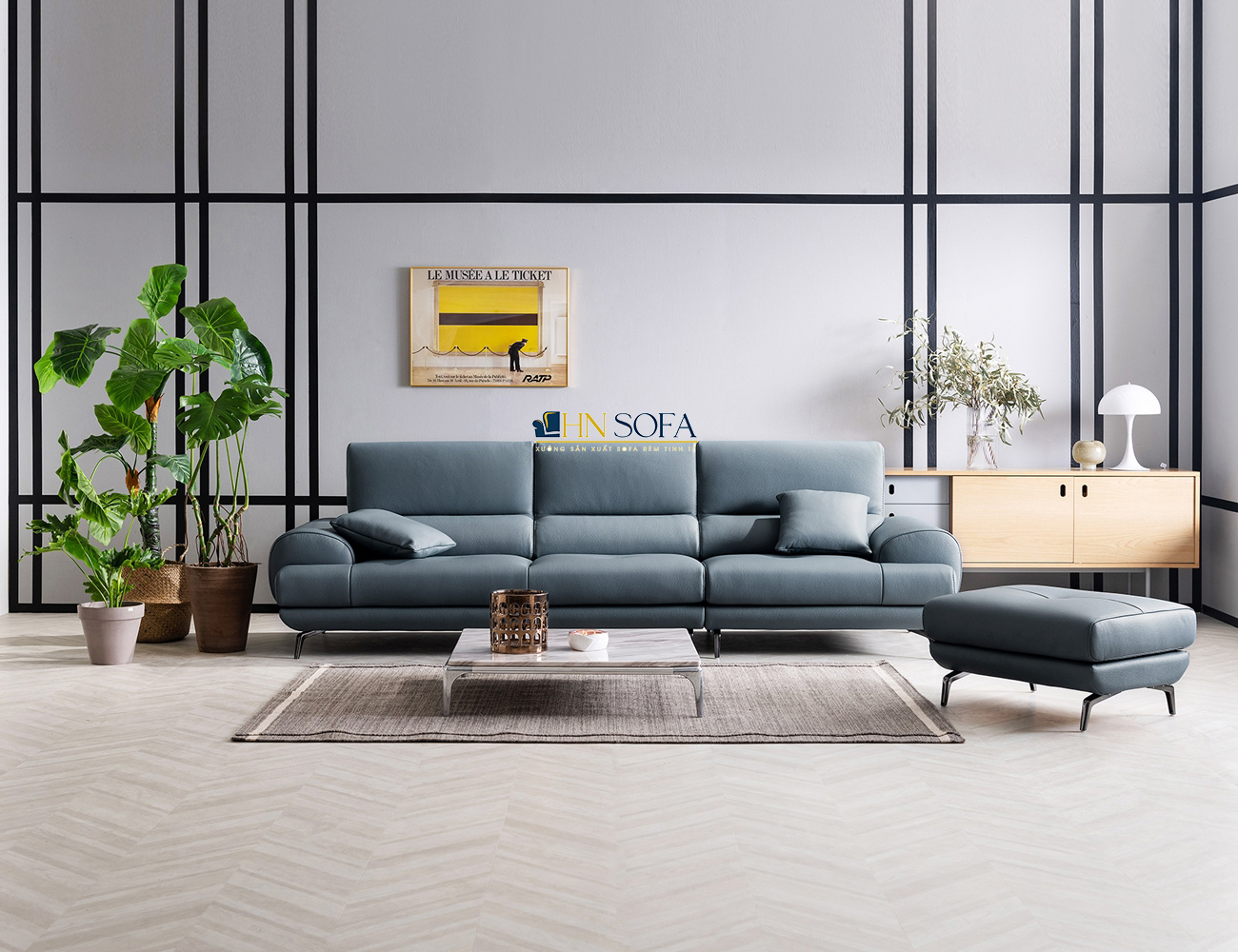 Mẫu sofa văng hiện đại da Malaysia HNS33