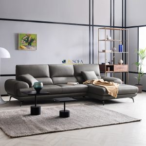 Mẫu sofa góc L da Carola nâu nhạt HNS34