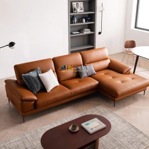 Alternative view of Mẫu sofa góc da Malaysia nâu bò HNS38
