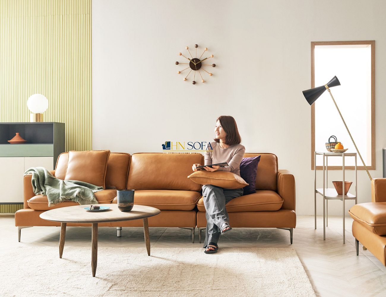 Mẫu sofa văng da Malaysia 3 chỗ HNS40