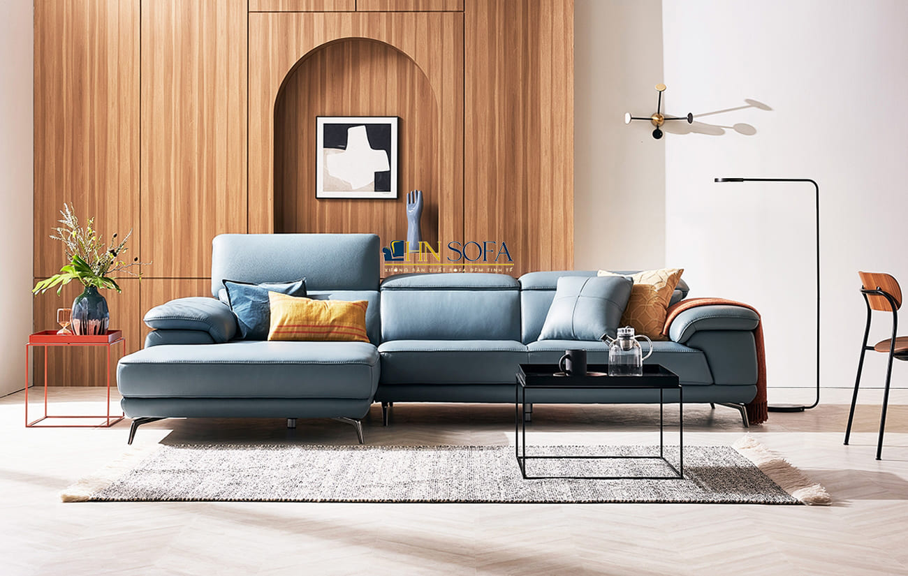 Sofa góc hiện đại màu xanh dương HNS41 - Ảnh 11
