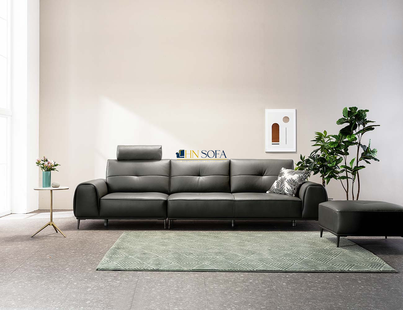 Mẫu sofa văng da Microfiber 3 chỗ HNS66