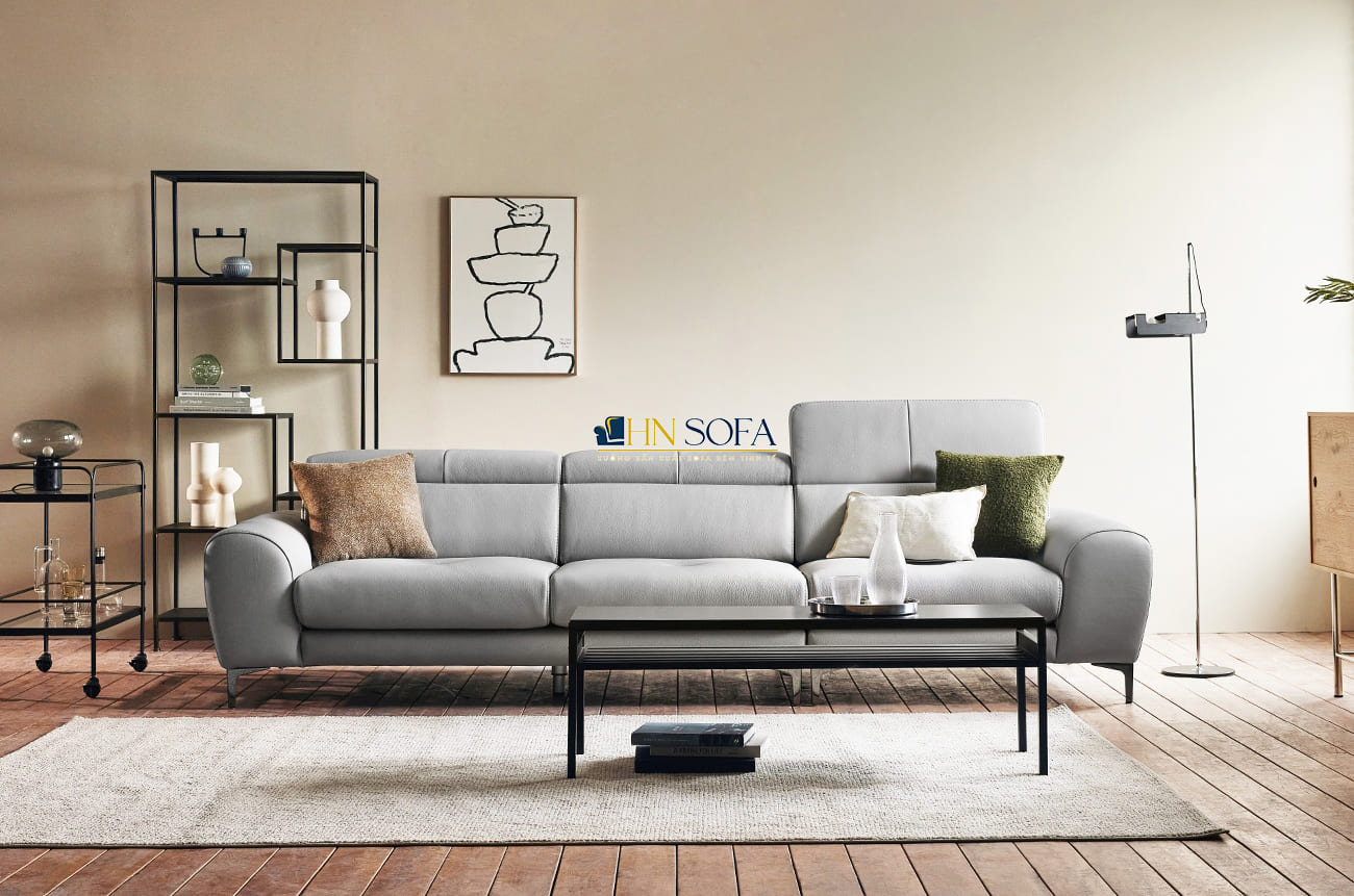 Phòng khách trẻ trung và tinh tế với sofa văng da HNS72 - Ảnh 7