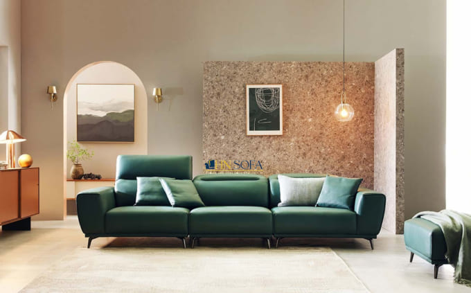 Mẫu sofa văng giả da Microfiber HNS79 kết hợp tựa lưng cao ngồi đọc sách