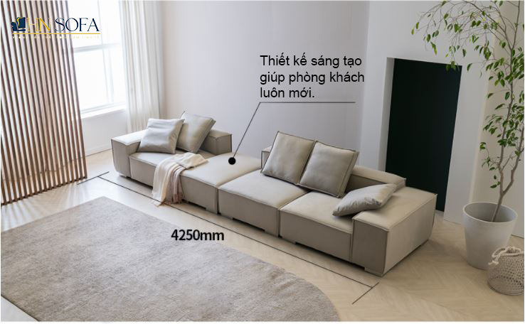 Sofa văng nỉ hiện đại HNSN03 thiết kế linh hoạt mọi không gian - Ảnh 3