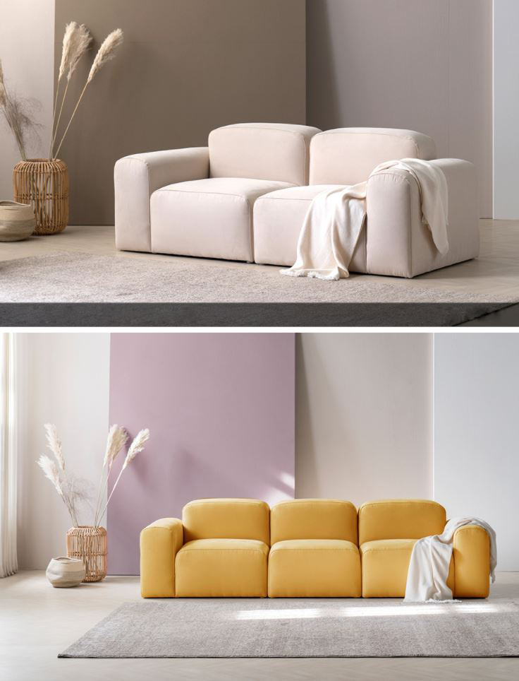 Sofa bọc nỉ trắng kem HNSN01