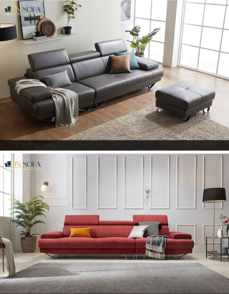 Mẫu sofa góc L da Anh Quốc HNS24 - Ảnh 8