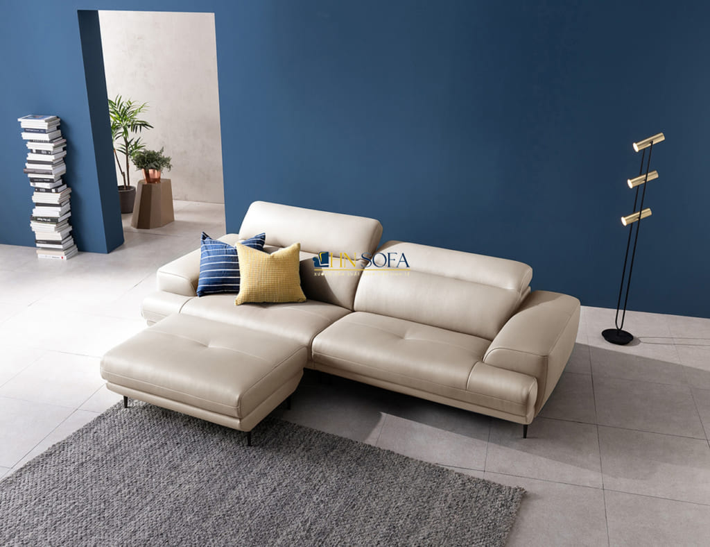 Mẫu sofa văng da Malaysia trắng kem HNS31 - Ảnh 7