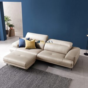 Alternative view of Mẫu sofa văng da Malaysia trắng kem HNS31