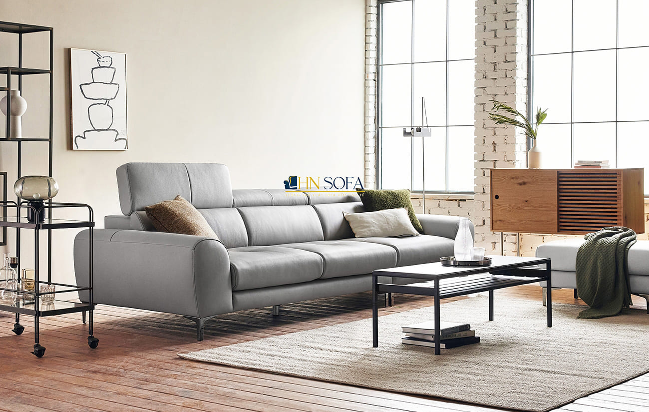 Phòng khách trẻ trung và tinh tế với sofa văng da HNS72
