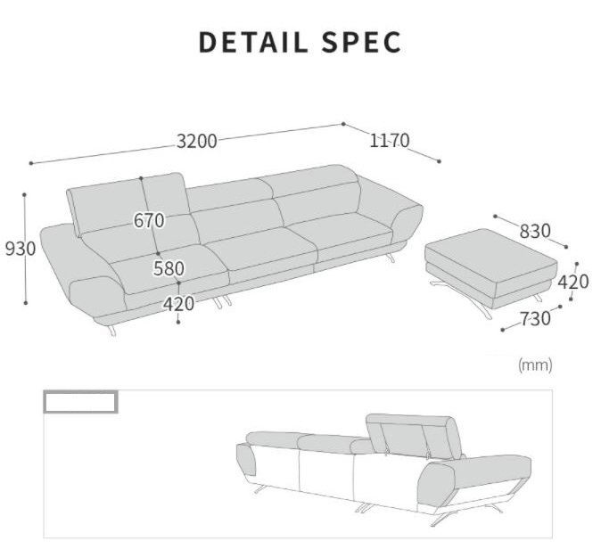 Sofa văng da Microfiber hiện đại trắng kem HNS36 - Ảnh 4