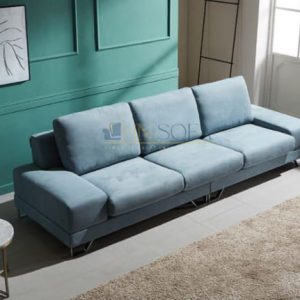Sofa văng bọc nỉ HNSN06 thiết kế gọn gàng với màu xanh dịu nhẹ