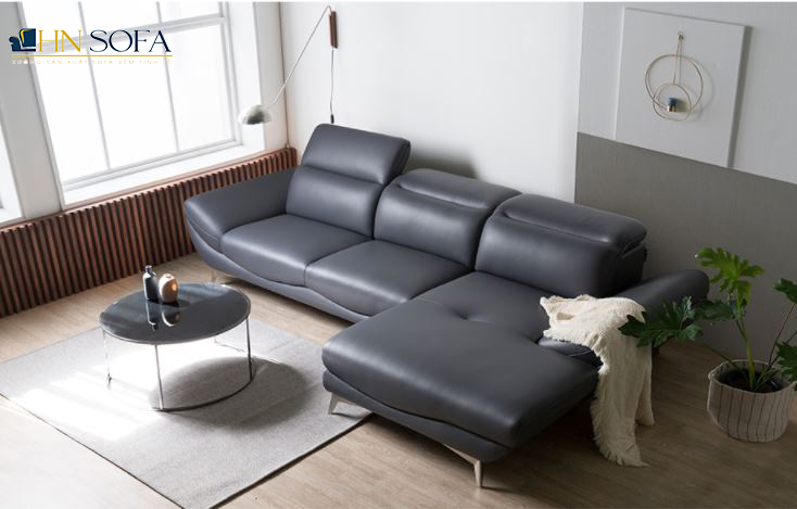 Mẫu sofa góc L da Hàn Quốc HNS17 những đường cong hoàn hảo