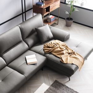 Alternative view of Mẫu sofa góc L da Carola nâu nhạt HNS34