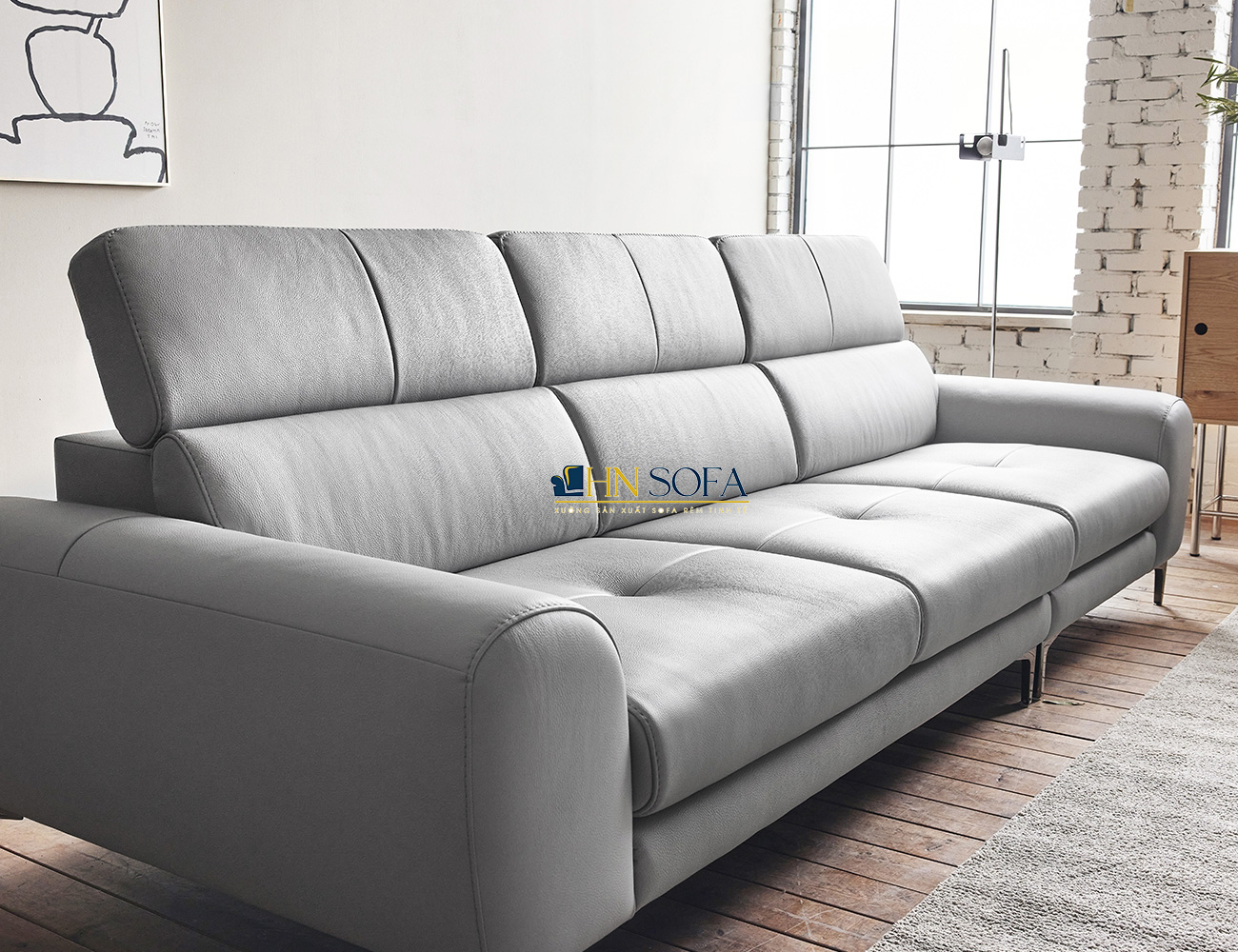 Phòng khách trẻ trung và tinh tế với sofa văng da HNS72 - Ảnh 3